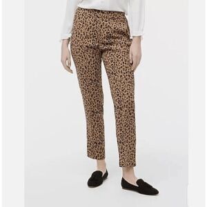 J.‎ Crew Jamie Pants Leopard Print lightweight Poly Tapered Ankle Pockets Size 6